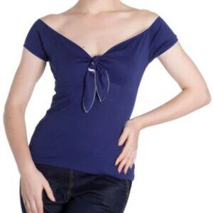 50s Bardot Top in Navy